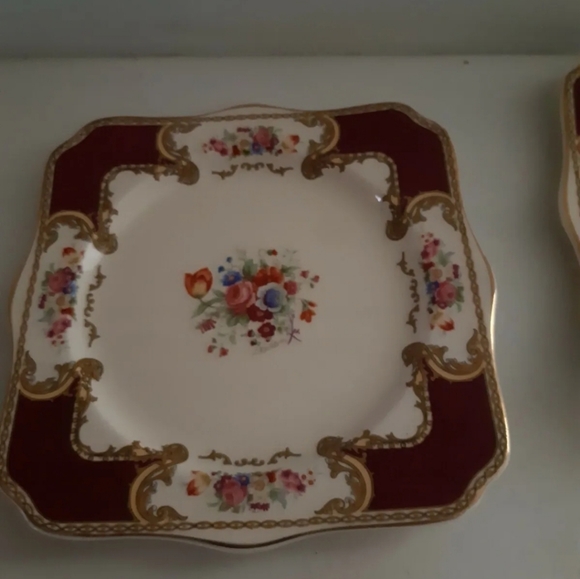 2 VTG Myotts Bouquet Royal Crown Staffordshire Square serving Platter or Plate - Picture 9 of 11